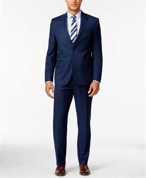 michael kors blue solid classic fit suit|Michael Kors modern tailored pants.